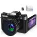 ISHARE 4K Digital Camera for Photography, 48MP FHD Video Camera with WiFi, 3 Inch Flip Screen, 16X Digital Zoom, Vlogging Camera for YouTube (32G Micro Card) Black