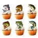 18pcs Fishing Cupcake Toppers for Boys Men Father Big Fish Fishing Cake Decorations Gone Fishing Party Supplies Decorations Glitter Fish Cupcake Toppers