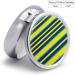 Round Yellow & Blue Stripes Pill Box | 3 Compartment Portable Medicine Organizer | Decorative Metal Pocket Pill Case - Buy Online on GoSupps.com