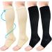 ACWOO Compression Stockings for Women & Men - 2 Pairs of Medical Support Socks (15-20 mmHg) - Open Toe Black & Beige Thrombosis Socks for Running Sports Flight & Cycling - Buy Online on GoSupps.com