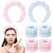 Leezmark 6 PCS Face Wash Headband Wristband Set  Spa Headband Makeup Skincare Headbands Wrist Bands for Washing Face (Pink  Light Blue)