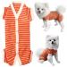 Female/male pet dog pajamas strip 4 legs dog jumpsuit soft cotton dog clothes pajamas (xs orange-white boy) XS orange+white-young
