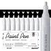 White Paint Pen for Art - 8Pack Acrylic White Paint Marker for Rock Painting Stone Wood Canvas Glass Metal Metallic Ceramic Tire Graffiti Paper Drawing Highlight Water-Based Paint Sets