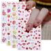 JMEOWIO 3D Embossed Fruit Cherry Lemon Nail Art Stickers Decals Self-Adhesive Pegatinas U as 5D Spring Summer Colorful Nail Supplies Nail Art Design Decoration Accessories 4 Sheets