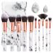 HEYMKGO Make Up Brushes 10 Piece Brush Set Makeup with Makeup Sponge and PU Leather Brush Bag Makeup Brush Set Kabuki Makeup Brushes Foundation Blending Cosmetic Brush Makeup Kit (Marble White)