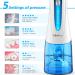 Water Dental Flosser Cordless - H2ofloss Portable Oral Irrigator with 5 Modes, 6 Jet Tips - Rechargeable & Waterproof - Teeth Braces & Gums Care - Home Travel - Blue - Buy Online on GoSupps.com