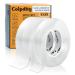 Double Sided Tape Heavy Duty Removable Mounting Tape Picture Hanging Strips Poster Tape for Walls Adhesive Transparent Tape for Carpet Rug Household O2Rolls(1.18inx6.5ft+0.39inx6.5ft)