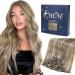FSHINE blonde human hair clip in extensions with highlights ash brown mix platinum blonde clip in hair extensions seamless hair clips with PU shot 120 grams 7PCs 40cm #8p60 2.9 clip #8p60 40cm