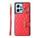 VQWQ For Xiaomi Redmi Note 12 4G Wallet Case Solid Color Metal Closure Lanyard Card Holder Slots Back Cash Pocket Kickstand Bumper Multifunction Cover for Xiaomi Redmi Note 12 4G ZY Red