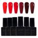 Gel Nail Polish Set 6 Colors Bright Red Burgundy Dark Glitter Red Soak-Off UV/LED Nail Polish Gel for Home Salon DIY Nail Art 5ML