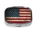 Rustic American Flag Square Pill Box 2 Compartment Medicine Pill Case Metal Iron Plating Medicine Portable Storage Box Mini Medicine Vitamin Organizer for Pocket Purse