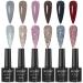 MIZHSE Reflective Glitter Gel Nail Polish, Shimmery Glitter Gel Polish Set, Sparkly Shiny Gel Nail Art Varnish Manicure Kit, Soak Off LED Lamp, for Beginners DIY at Home (Reflective Polish Set)