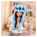 Hat girls ear movement jumping hats women women warm plush rabbits winter caps children cute hare fuzzy pinch airbag funny hats (color: stitch blue size: 30x50cm)