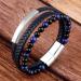Multi-Layer Wrapped Men'S Bracelet Natural Stone Bracelet Leather Woven Bracelet Black Magnetic Buckle Multilayer Bracelet For Men - Buy Online on GoSupps.com