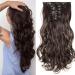 SEGO 61cm Clip in Extensions Hair Extension Hairpiece 8 Wefts like Real Hair Wavy Dark Brown 24"-120g