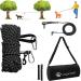 Loqatidis 3 in 1 dog Tie out cable 15m 30m portable overhead trolley system reflective dog leash for farm camping park training running hiking outdoor with a large capacity shoulder bag system 30m+3m for a dog / black