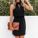 Sleeveless Off-Shoulder Black Dress - Women's Sexy Halter Mini Dress for Summer, X-Large - Buy Online on GoSupps.com