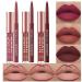 BestLand 6Pcs Matte Liquid Lipstick and Lip Liner Set  Non-Stick Cup Not Fade Waterproof Nude lipstick Makeup Kits Velvety Nude Lipliner Lip Gloss Make Up Gift Set (Set D)