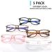 5 Pack Blue Light Blocking Reading Glasses | Spring Hinge Computer Readers for Men and Women | Anti UV Ray Filter Nerd Eyeglasses | 1.25 x Magnification - Buy Online on GoSupps.com