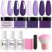 Dip Powder Nail Kit for 4 Colors System Starter Kit Acrylic Dipping System 4 PCS Dipping Powder 3 PCS 10ml Liquid Nail Kit Purple Blue Acrylic Set (Dip-7pcs-03