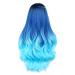 HANNE Long Hair Body Wave Ombre Bluish Teal Blue Wig | 3 Tone Colors | Heat Resistant Synthetic Hair | Navy Blue Wig for Black and White Women - Buy Online on GoSupps.com