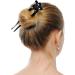 Marycrafts Handmade Flower Buffalo Horn Hair Fork Hairpin Hair Accessories Black Shade - Buy Online on GoSupps.com