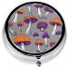 Bright Mushrooms Art Mini Round Pill Box | 3 Compartment Pill Organizer for Travel Home & Office - Buy Online on GoSupps.com