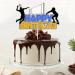 Volleyball Theme HAPPY BIRTHDAY Cake Topper Sport Theme Birthday Anniversary Party Cake Decoration Volleyball Player Sports Sign Cake Decor Blue yellow Print Silver Glitter Edge - Buy Online on GoSupps.com
