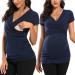 Love2Mi Maternity Nursing Shirt Short Sleeve V-Neck Breastfeeding T-Shirt Pregnancy S Navy