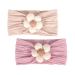 Ruzister 2 pieces of baby flower flower for babies girls nylon headbands soft hair bands hair accessories for newborns toddlers children (beige/pink)