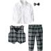 Mint Green Baby Boys Gentleman Suit Set | Long Sleeve Shirt with Bowtie + Waistcoat + Pants | Navy Plaid | Size 3-4 Years - Buy Online on GoSupps.com