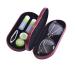 Contact lens container - 2 in 1 double -sided portable glasses case - dense design - tweezers and applicator - perfect for Home Travel (red)