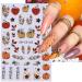 6 Sheets Fall Pumpkin Nail Stickers | 3D Thanksgiving Nail Art Decals | Autumn Leaves & Sunflower Designs for DIY Manicure - Buy Online on GoSupps.com