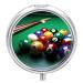 Round Pill Box Billiards Print 3 Compartment Medicine Pill Case Print Pill Organizer Decorative Metal Portable Pill Box Pocket Pill Box