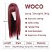 WOCO Burgundy 26 Inch Long Straight Wig with Bangs - Heat Resistant Synthetic Hair for Women - Ideal for Daily Wear, Parties, and Cosplay - Buy Online on GoSupps.com