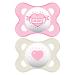 MAM Original Baby Pacifier Nipple Shape Helps Promote Healthy Oral Development Sterilizer Case Love & Affection/Girl 0-6 Months (Pack of 2) Pink and Beige 2 Pacifiers