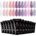 Beetles Poly Nail Extension Kit 12 Colors Flexible Rose Poly Nail Gel Nail Kit Clear White Pink Purple Glitter Beetles Poly Nail Extension Gel Kit Nail Art Design Easy DIY Salon Gift for Women 12 Pcs Flexible Rose