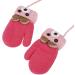 Kids Toddlers Knitted Gloves Mittens with String | Fleece Lined Winter Mittens for Boys Girls | Cartoon Design | Ages 0-3 | Rose Red - Buy Online on GoSupps.com