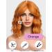 Wokestar Orange Red Bob Curly Wig with Fringe - 12 inch Short Synthetic Wavy Wig for Women - Buy Online on GoSupps.com