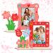 DKINY 4PCS flower garden Wood photo frame for children DIY Flowers Flowers Picture Frame made of wood for tinkering and painting spring wooden handicrafts and photos glue gift for young girls birthday training