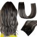 Easyouth Balayage Hair Extensions Clip in Real Hair Ombre Black to Silver Clip in Human Hair Extensions Clip in Real Hair Balayage Black Silver Clip in Extensions 70g 5Pcs 16 Inch 16" 2-5Pcs Clip #1B/Silver/1B