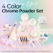 Modelones Chrome Nail Powder Set - White Pearl Effect 4Pcs Powder, Silicone Brush, Cotton Swabs & Color Display Sticks - Buy Online on GoSupps.com