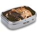 Wild Cheetah Print Pill Box - 2 Compartment Decorative Metal Organizer for Medicine & Supplements - Portable Case for Pocket or Purse - Buy Online on GoSupps.com