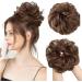 Porsmeer 2-Piece Brown Messy Hair Bun Extensions - Curly Wavy Updo Scrunchies for Women & Girls | Large Synthetic Chignons - Buy Online on GoSupps.com