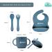 Kiddaroo Baby Weaning Set - Feeding Bib, Sippy Cup, Cutlery, Plate, Bowl - Blue | Baby Led Weaning Essentials with eBook - Buy Online on GoSupps.com