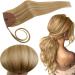 Runatur real hair braid blond highlight long human hair 50cm ponytail extensions real hair gold blonde with light blond ponytail extensions real hair blonde 80g real hair #16p24 50 cm 1-braid #16P24