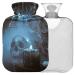 Naanle Haunted Castle Halloween Skull hot water bottle with reference transparent hot water bottle Handfoot Warmer Heading bags for pain relief heat and cold therapy 1L