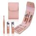 SUBESING Manicure Set Nail Clippers Kit ,8 in 1 Professional Pedicure Kit Nail Scissors Grooming Kit with Leather Travel Case 8pcs-pink