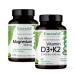 EMERALD LABS Vitamin D3+K2 (60 Caps) & Magnesium (120 Caps) - Bone Health Heart Support & Sleep Support with Vitamin D VitalDelta MK-7 & Pure Albion Magnesium - Gluten-Free