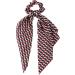 Stylbreaker women hair tie with retro pattern and loop elastic scrunch braid rubber triangular cloth hair band 04027015 color: red-black-gray